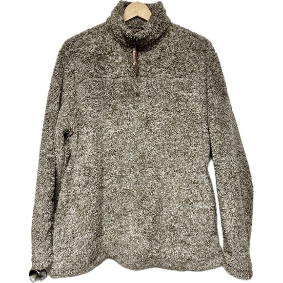 Alpine Sherpa Quarter Zip Brown‎ Western Pullover Sweater Womens Size XL - Picture 1 of 8